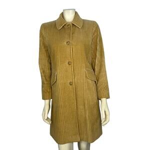 Vintage 90s Talbots wide waled corduroy Trench/Barn camel coat size 6 P